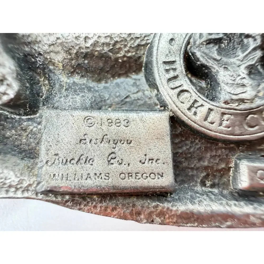 Vintage 1983 Siskiyou God Guns And Guts Belt Buckle Eagle Rifle USA